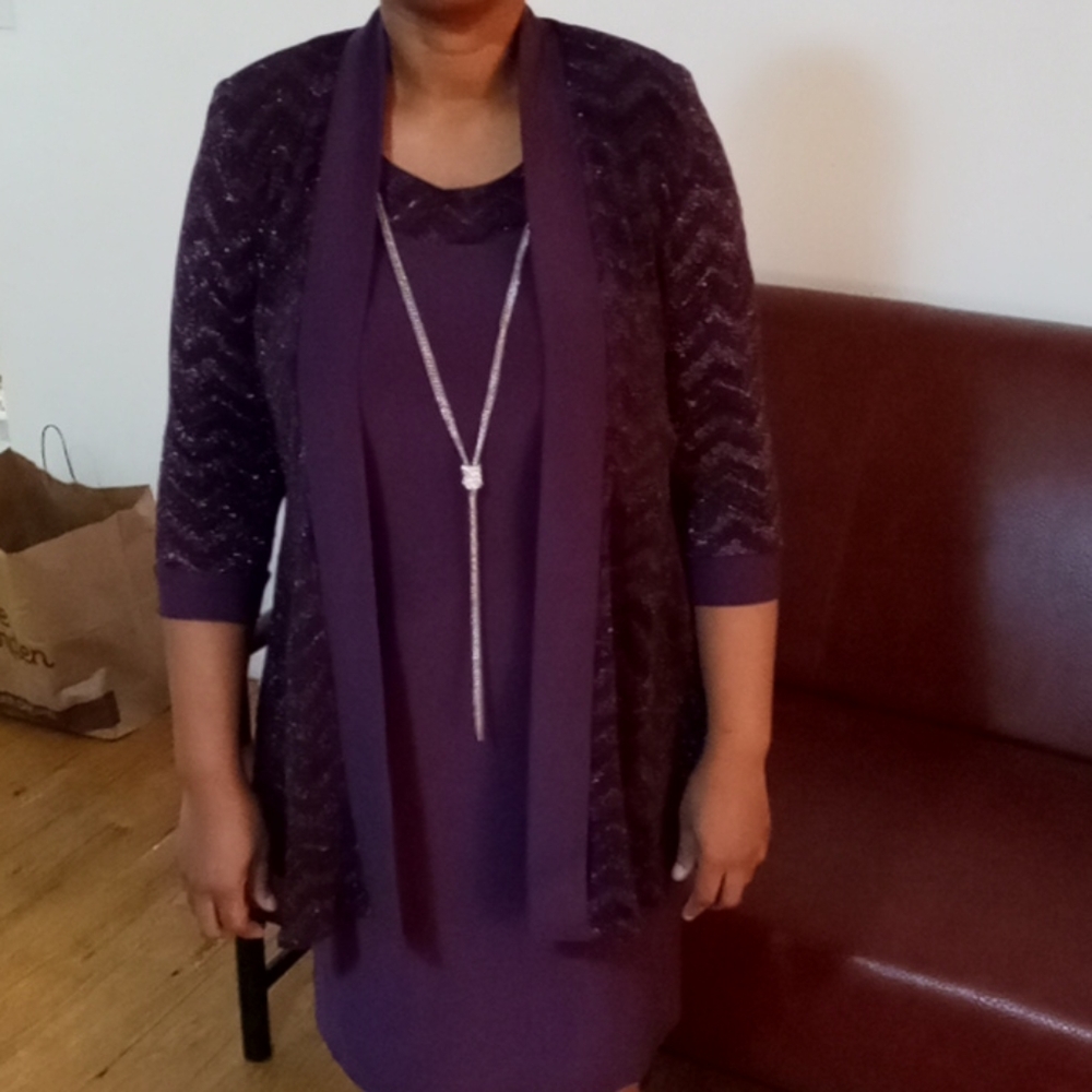 2 PCs set  R & M Petite plum dress